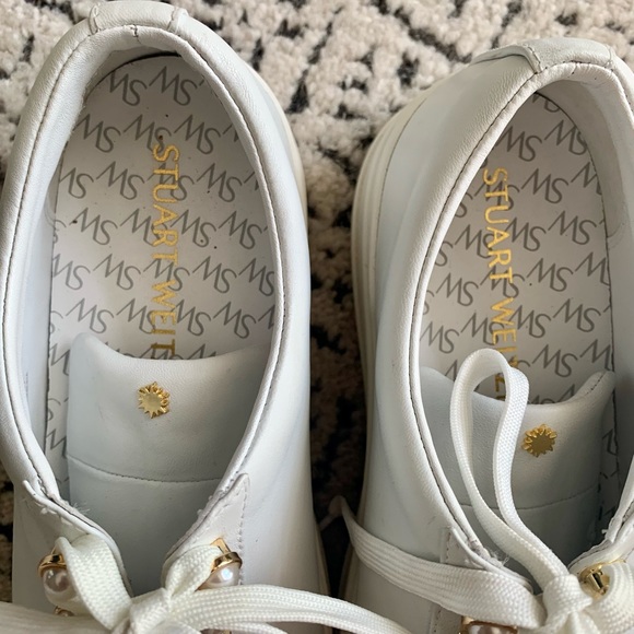 Stuart Weitzman Excelsa Pearl Embellished Sneakers 7.5 8 - Picture 5 of 6